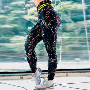 New Style Hot Sale High Waist Sport Fitness Fresh Women Yoga Pants Marble Printed Leggings