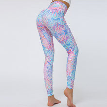 Load image into Gallery viewer, Private Label Ladies Gym Stylish Botanical Digital Printing Stitching Leggings Women High Waist Yoga Pants Fitness Clothes