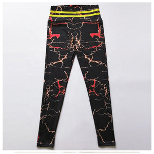 New Style Hot Sale High Waist Sport Fitness Fresh Women Yoga Pants Marble Printed Leggings
