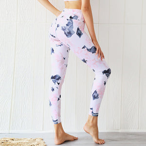 New Floral Printed Yoga Sets Fitness Clothing High Waist Leggings Padded Sports